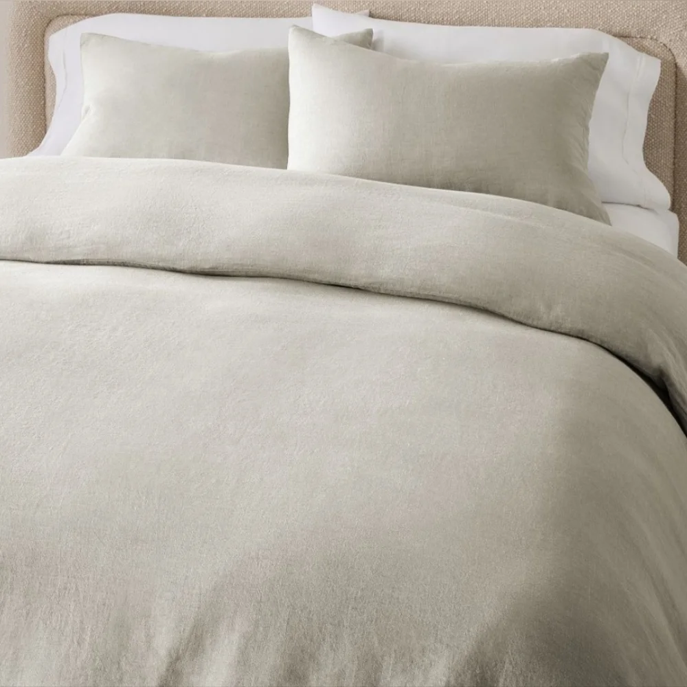 ❤️BUY 2 GET 1 FREE  European Flax Linen Duvet Cover, Color Warm Gray Melange
